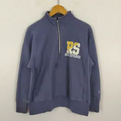 Champion チャンピオン スウェット ハーフジップ ロゴプリント ネイビー Mサイズ メンズ 古着 アメカジ ストリート