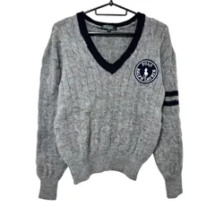 【美品】Polo Ralph Lauren ラルフローレン トップス ニットセーター Vネック グレー 170cm毛100% B28