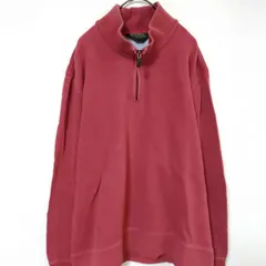 エディーバウアー　ニットトップス　メンズXL　半ジップアップ　赤色系　綿100％