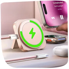 ワイヤレス safe 旅行 Mag Galaxy トラベル約10W/7.5W iPhone16 軽量 Pro 置くだけ充電 Max スタンド 15/15Plus/15/14/13/12Pro/Apple 2in1 Watch マグセーフ充電器 10 業界極小サのサムネイル
