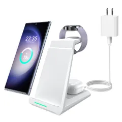 新生活応援 電源アダプター付き) (20W出力 スタンド 置くだけ充電 Pro/+ 2 Buds 春のギフト Galaxy Galaxy Galaxy Pro/4/3 6/5/5 ギャラクシーウォッチ Flip/Foldシリーズ/S25/S24/S23/S22