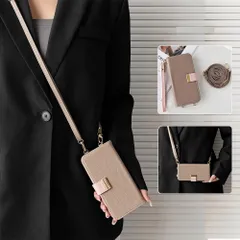 メ （ベージュ PUレザー マグネット式 ピンク） スタンド機能 カード収納 ショルダーストラップ付き 16と互換性のある iPhone 手帳型ケース Satomirai