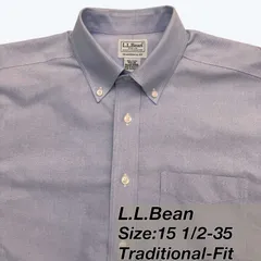 L.L.Bean オックスフォードシャツ / 15 1/2-35 / ボタンダウン ブルー無地 / コットン100%・オックスフォード