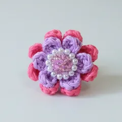 お花ブローチ５０.可愛いピンクと薄紫