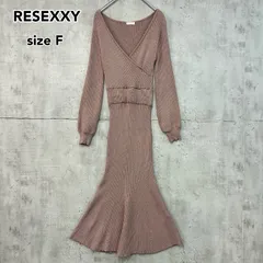 RESEXXY リゼクシー ニットワンピース マーメイドシルエット ピンクベージュ FREE フリーサイズ パフスリーブ 長袖 ロングワンピース マキシ 152350361001-01 綺麗め 上品 フェミニン デート セクシー  ★ ◆■