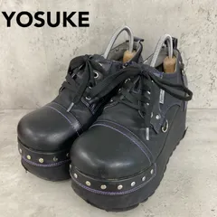 YOSUKE ヨースケ 厚底スニーカー 厚底シューズ パンプス スタッズ 2way サイドジップ パープルステッチ 紫 エナメル 切替 チャンキーヒール プラットフォーム 地雷系 量産型 00s Y2K ゴスロリ パンク ロック コスプレ ★ ■■