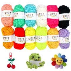 YAARUJEE 毛糸 12色セット 編み物 カラフル 編み糸 手芸用品 初心者向け 毛糸セット マフラー 帽子 ぬいぐるみ 小物作り