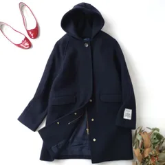 SHIPS シップス HAMILTON LAMBS ウールフードコート フード2WAY ネイビー 紺 36/S アウター(IE＋7262)26F.☆