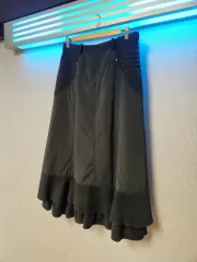 ブラック ロング丈スカート (冬スカート) 55 (ほぼ新品) 半額配送可能