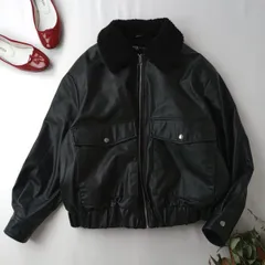 ZARA ザラ フェイクレザー ボア ジャケット ブラック 黒 アウター L (うE＋7730)25F