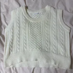 Clockwork Orange ケーブル編み ベスト アイボリー