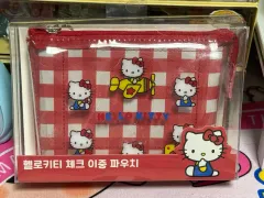 (正規品) ハローキティ チェック ダブル ポーチ(未開封 新品)