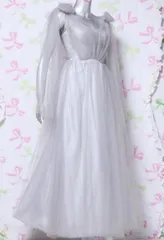 送料無料 未使用 発表会 舞台衣装 パーティ フォ－マル ロング チュール ドレス M 9号 (OPN3939)