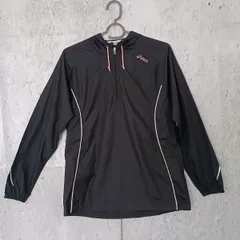 asics アシックス ジャージ ウインドブレーカー レディース  ナイロンジャケット アウター ブラック×ホワイト×ピンク Mサイズ ◇〇