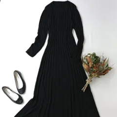 LAULEN ローレン back tie ribknit long dress バックタイ リブニット ロングドレス ワンピース ブラック黒 (65E＋9614)25F