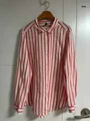 (日本 ヴィンテージ) H&M シャツ ブラウス ボーダー柄 ストライプ 長袖 シャツ コットン