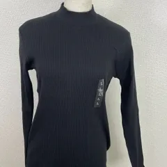 【タグ付未使用品】UNIQLO リブハイネックT ブラック L 長袖 カットソー 綿混 ストレッチ　20260115-0017