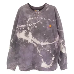 Carhartt カーハート 90s ヴィンテージ ロゴ刺繍 ブリーチ タイダイ加工 クルーネック スウェット グレー系 サイズ表記無【中古】