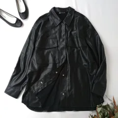 ZARA ザラ フェイクレザー ボア ジャケット オーバー ブラック 黒  L (64E＋9616)25F