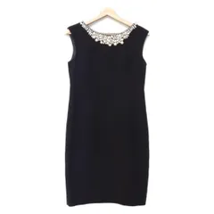 グレースコンチネンタル ワンピース サイズ38 M レディース美品  - 黒 クルーネック/ノースリーブ/ひざ丈/ビジュー/パール