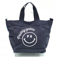 【超美品】パーリーゲイツ カートバッグ ネイビー×白 ニコちゃん スマイル シリコンロゴ ゴルフ PEARLY GATES