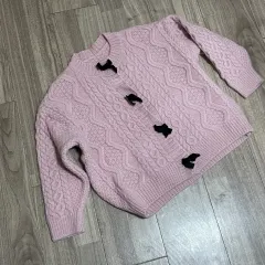 リボン ピンク カーディガン
