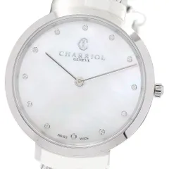シャリオール CHARRIOL ST34S.560.013 スリム 12Pダイヤ ホワイトシェル文字盤 クォーツ レディース 美品 _935480のサムネイル