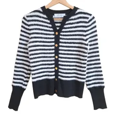Loulou Willoughby(ルルウィルビー) カーディガン サイズ2 M レディース - 白×ダークネイビー 長袖/ボーダー
