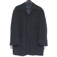 美品 HERMES エルメス カシミヤ100% ステンカラーコート ジャケット サイズ48 ネイビー メンズ 古着 中古 USED