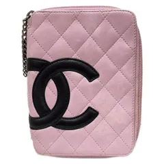 CHANEL(シャネル) 小物入れ カンボンライン ライトピンク×黒 マルチケース/ラウンドファスナー レザー