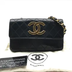 美品 CHANEL シャネル デカココマーク ビコローレ ラムスキン チェーン ショルダー バッグ ブラック レディース ブランド かばん BAG k6822