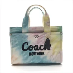 美品 COACH コーチ カーゴ トート ハンド バッグ 26 レインボー タイダイ プリント キャンバス レディース ブランド 鞄 かばん k7321