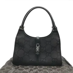 良品 GUCCI グッチ GGキャンバス ジャッキー ミニ ハンド バッグ ワンショルダー ブラック レザー ブランド 鞄 かばん レディース m15200
