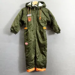 CCL TEAM シーシーエル チーム スキー ウェア つなぎ スノボ スノーボード 雪遊び ウィンター スポーツ フード付き オールインワン ミリタリー ワッペン 中綿 キッズ 子供服 サイズ 110 カーキ系 A337
