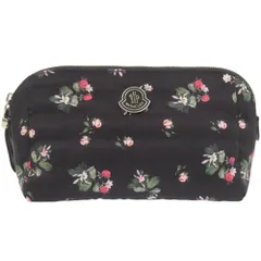 新品同様 モンクレール 花柄 コスメポーチ ブラック ポーチ 黒 1038 MONCLER