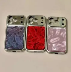 軽奢 フェザーデザイン メッキフレーム ミラー仕様 iPhone用スマホケース iPhone 17・17 Pro Max・16 Pro Max・16・15・14対応 新作 全周保護ケース