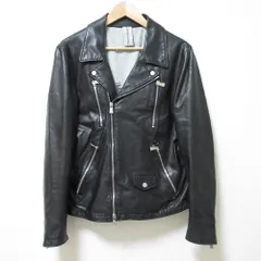 美品 Delan デラン ダブルジップ レザーダブルライダースジャケット 48サイズ ブラック メンズ 古着 中古 USED