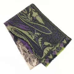 AE エトロ ETRO ストール カシミヤ シルク ペイズリー 紫 緑 美品 大判 51217Z34-31