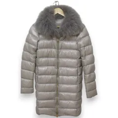 良品 HERNO ヘルノ フォックスファーカラー ロングダウンジャケット ダウンコート PL0372D-12017-9402 サイズ38 グレー レディース 古着 中古 USED