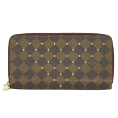 本物 ルイヴィトン LOUIS VUITTON LV ジッピーウォレット スタッズ ダミエ エベヌ 長財布 ブラウン N60122 ビトン 財布 ウォレット 中古・