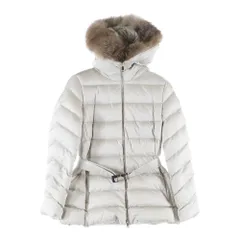 MONCLER (モンクレール) 22AW CUPIDONE キュピドン ワッペンロゴ ファー フーデッド ジップアップ ダウン ロング ジャケット コート アイボリー レディース H20931A00135 59685