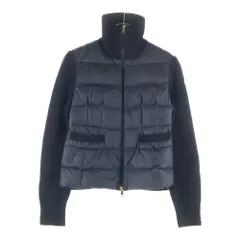MONCLER (モンクレール) 24AW ワッペンロゴ ウールニット切り替え タートルネック ジップアップ ダウンジャケット ブラック J20939B00033 M1241
