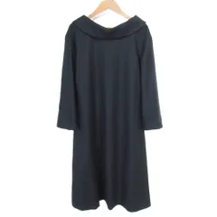 良品 FOXEY フォクシー 2022年モデル New Flannel Dress ロングスリーブ ひざ上丈 ウールAラインワンピース 43212 38サイズ ブラック レディース 古着 中古 USED