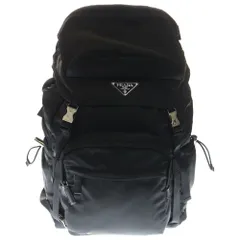 PRADA (プラダ) Re-Nylon xサフィアーノレザー バックパック リナイロン ロゴプレート ブラック 2VZ090