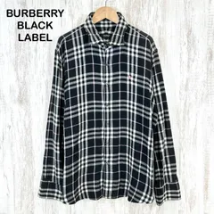 BURBERRY BLACK LABEL バーバリーブラックレーベル ホースロゴ刺繡 チェック ワイヤー襟 コットンガーゼ 長袖 シャツ ブラック