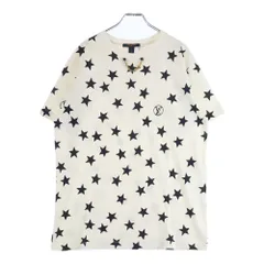 LOUIS VUITTON (ルイヴィトン) 22AW LVロゴプリント スター 星 総柄 チェーン装飾 クルーネック 半袖Tシャツ カットソー アイボリー RW222W PR9 FNTS30