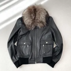 Sov. ソブ / ダブルスタンダードクロージング / A2ジャケット ラムレザー 羊革 リアルレザー 本革 シルバーフォックスファー フライトジャケット Y2K