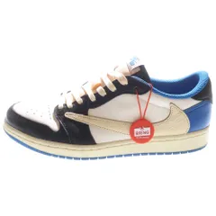 NIKE (ナイキ) ×トラヴィススコット フラグメント エアジョーダン1 ローカットスニーカー シューズ ブルー