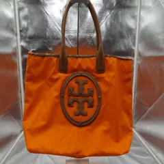 Tory Burch トリ―バーチ 大容量 トートバッグ ナイロン ビッグロゴ オレンジ