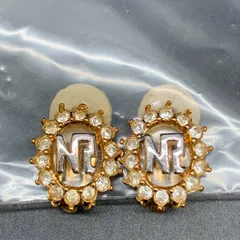 F410　美品　NINA RICCI ニナリッチ イヤリング ロゴ ストーン付き　ロゴモチーフ ラインストーン　アクセサリー　中古